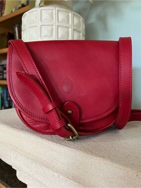 Vintage Polo Ralph Lauren Red Leather Saddle Bag Crossbody Purse Rare 90s Piece